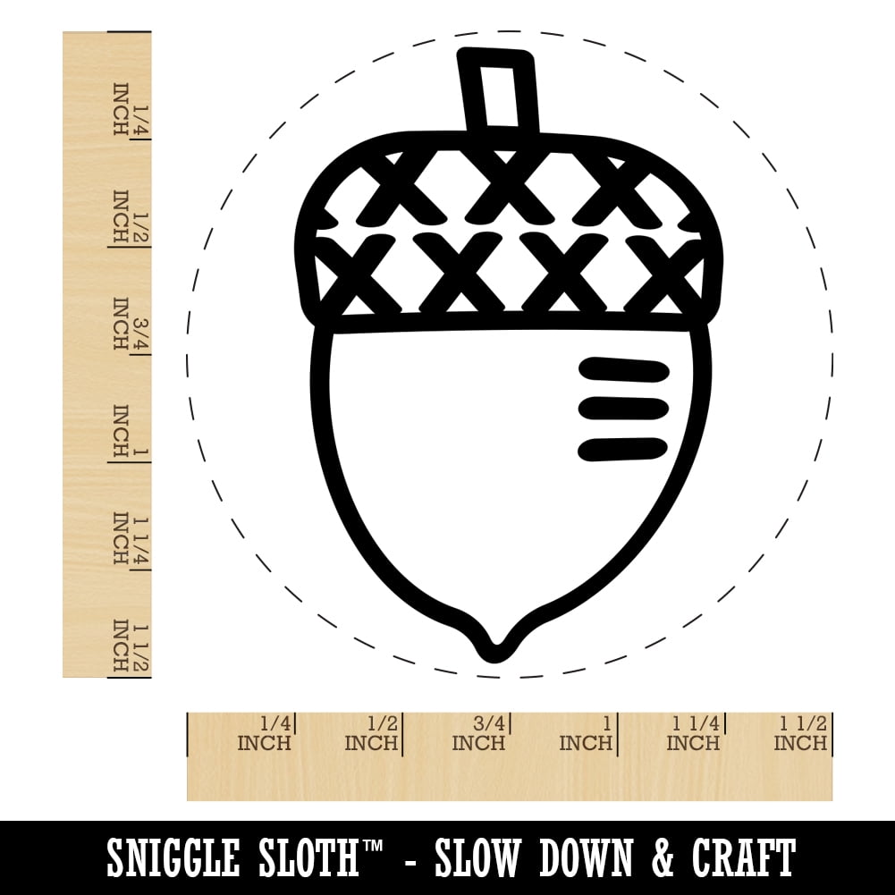 Acorn Doodle Self-Inking Rubber Stamp Ink Stamper - Blue Ink - Large 1-1/2 Inch
