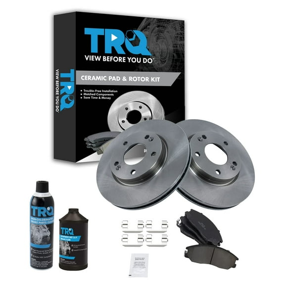 TRQ Front Premium Ceramic Disc Brake Pad & Rotor Kit w/Chemicals for Sante Fe BKA16799 Fits select: 2001-2005 HYUNDAI SANTA FE