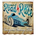 thumbnail image 3 of Ambesonne Cars Shower Curtain, New York Racing Retro, 69"Wx84"L, Aqua Sand Brown, 3 of 3