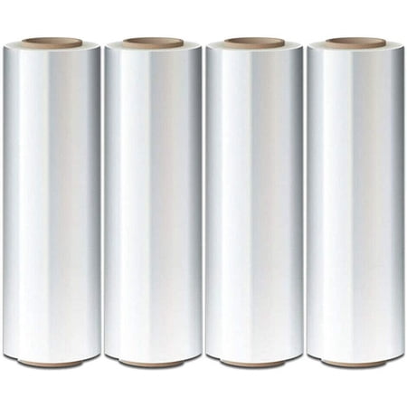 4 Rolls Clear Stretch Wrap Industrial Strength 18" x1500ft High Performance Stretch Film Replaces 80 Gauge Low Films, Clear Hand Stretch Wrap