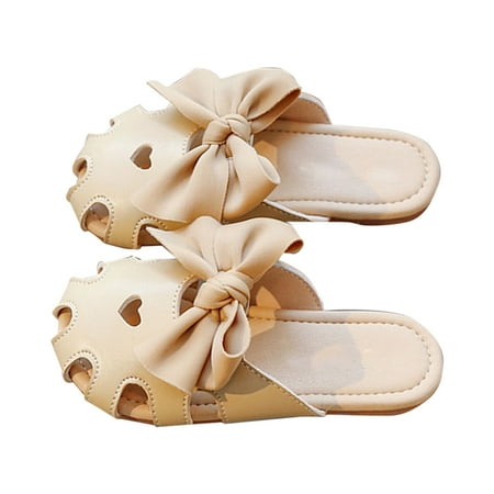 

NIUREDLTD Toddler Kids Flops Shoes Casual Bowknot Beach Indoor Soft Baby Flip Girl Slippers Todder Size 28