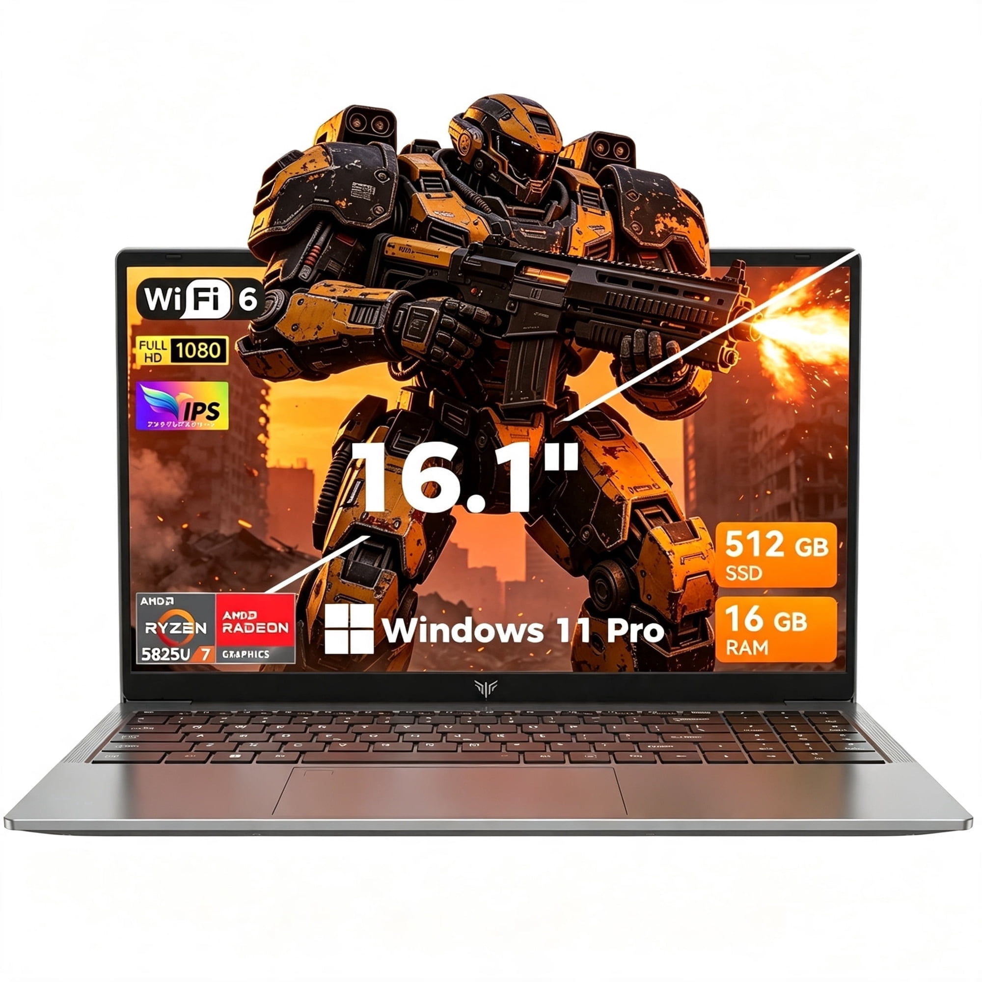 Laptop 16 FHD Light Gaming Laptop Computer, AMD Ryzen 7 5825U, 16GB RAM, 512GB SSD, Windows 11PRO, WiFi 6, Backlit KB