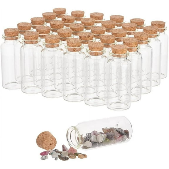 30pcs Glass Jars Clear 40ml Mini Glass Bottles with Wood Cork Stoppers Clear Empty Vials Wish Bottle Storage Bottle Seasoning Bottles