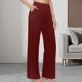 thumbnail image 2 of OSOLU Solid Color Yoga Pants Women Wide Leg Pants With Pockets High Waist Stretch Dress Casual Sweatpants Trousers Daily Relaxed Fit Breathable Bottoms, 2 of 5