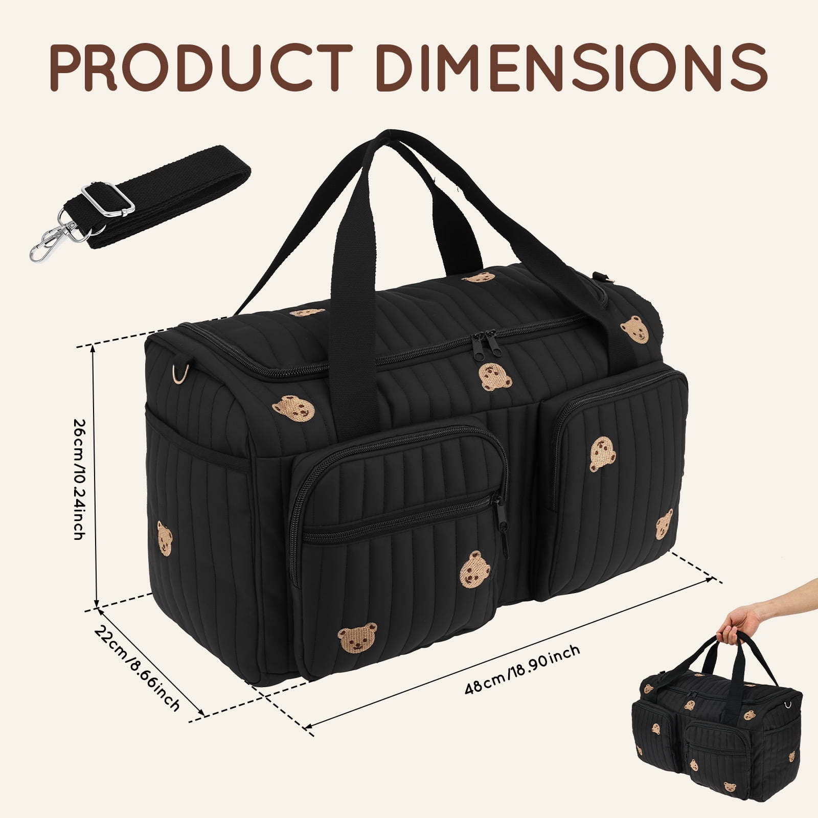 NUAHRHY Hospital Maternity Bag Large Capacity Duffel Tote Diaper Tote Bags with Shoulder Strap and Multiple Pockets Multipurpose for Travel Labor Delivery