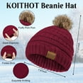 thumbnail image 2 of KOITHOT 5 Pcs Women Winter Beanie Hat Gloves Scarf Set, Warm Thick Soft Knitted Touch Screen Wine red, 2 of 6
