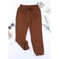 thumbnail image 5 of Asyoly Womens Linen Pants Loose Fit Drawstring Trousers Soft Casual  Elastic High Waisted Joggers Pants with Pockets, 5 of 7