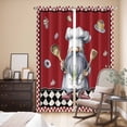 thumbnail image 3 of Kitchen Curtains 84 Inch Length 2 Panels, Red Vintage Gnomes Grommets Window Treatment Curtain, Black Checkered Retro Art Thermal Curtains Drapes for Living Room/Bathroom, 3 of 9