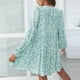 thumbnail image 4 of Vestido Con Cuello En V, Vestido De Mujer Con Manga De Linterna De Fibra De Poliéster Con Estampado Floral Para El Ocio Para El Trabajo ANGGREK  No, 4 of 6