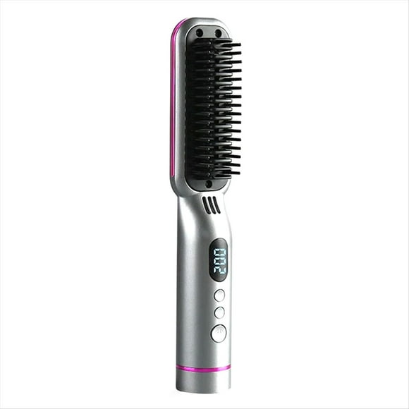 Peine Alisador Inalámbrico para Cabello Húmedo y Seco, con Control de Temperatura, Anticalor, para el Cuidado y Peinado del Cabello, Portátil, B