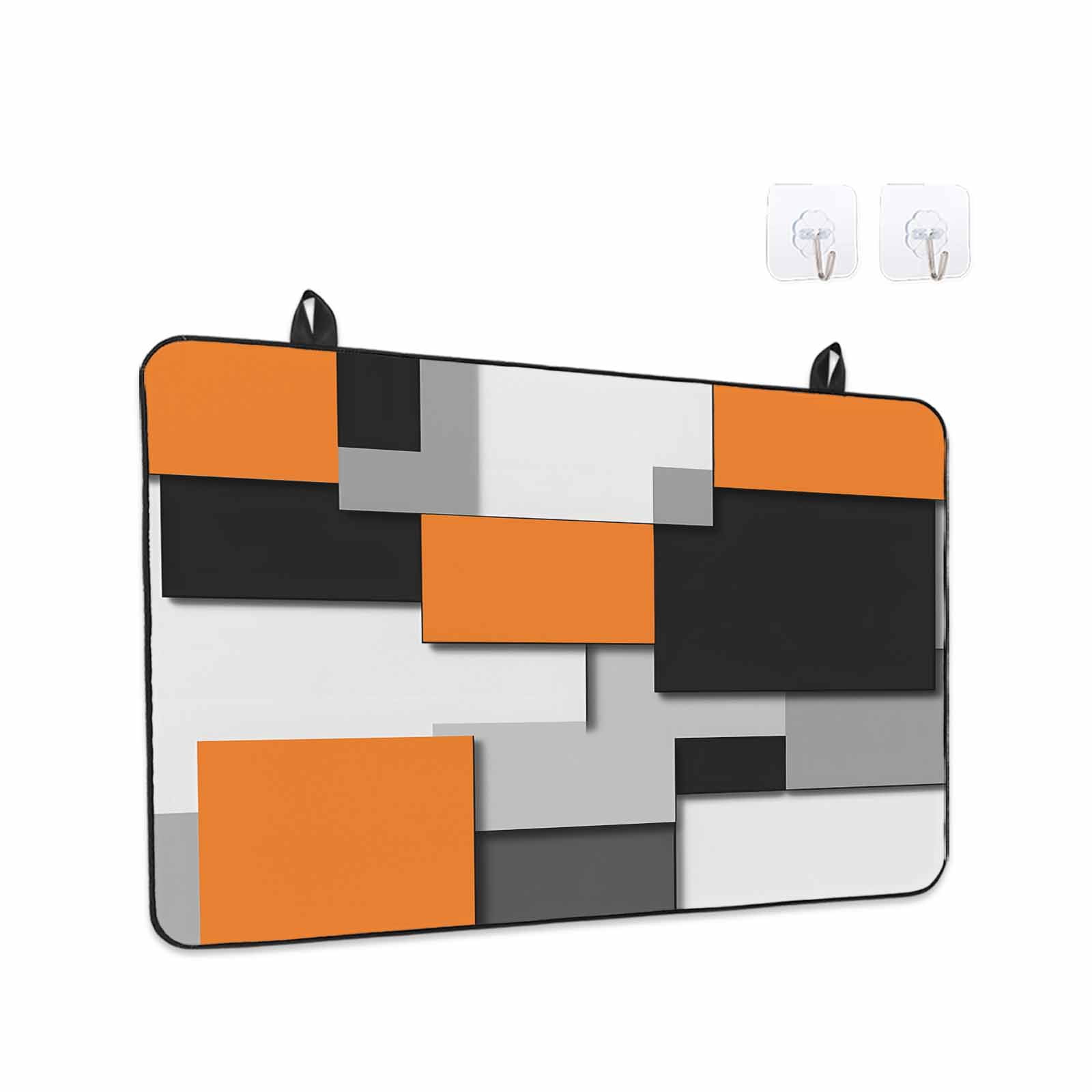 Orange Grey Black Geometric Stove Top Cover for Electric Stove, Heat-proof & Non Slip Glass Top Stove Cover Protector, Modern Abstract Art Kitchen Flat Cooktop Rubber Mat 31x24 Inches