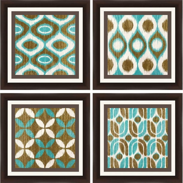 Teal and Brown Patterns 14" x 14" Wall Art