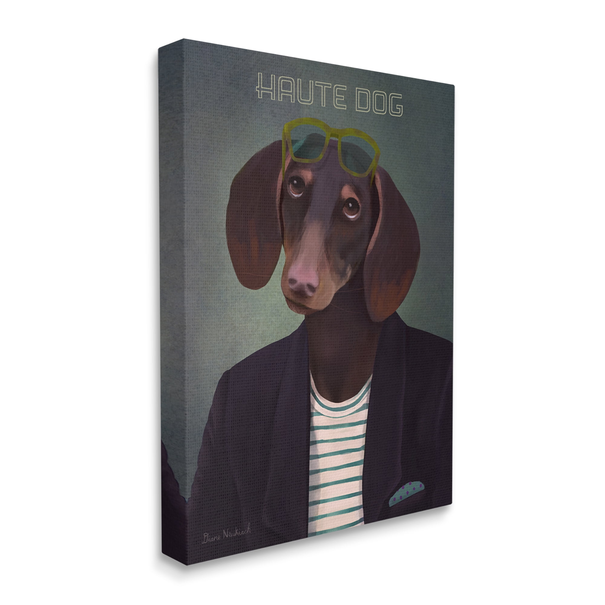 Stupell Industries Haute Dog Quirky Wearing Clothes Blazer Sunglasses Graphic Art Gallery Wrapped Canvas Print Wall Art, Design by Diane Neukirch