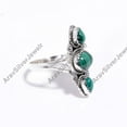 thumbnail image 4 of Natural Green Malachite Stone 925 Sterling Silver Design Statement Ring Gift Jewelry for Her, 4 of 5