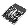 thumbnail image 1 of Juego de manicura y cortaúñas, kit de herramientas para el cuidado de la pedicura, kit de cuidado de acero inoxidable, 12 piezas para viajes o para el hogar, color negro, 1 of 6