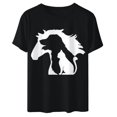 thumbnail image 4 of Camiseta de manga corta con estampado de animales y cuello redondo suelto a la moda de verano para mujer Pompotops hfajkhk134409, 4 of 7