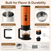 Portable Espresso Maker, Self-Heating Travel Coffee Machine with 20 Bar Pressure, USB-C Rechargeable Mini Coffee Maker, Compatible with Ground Coffee, NS/DG Capsules, for Camping, Car, RV & Office