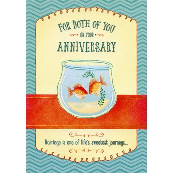 Designer Greetings Two Goldfish: Sweetest Journeys Wedding : Marriage Anniversary Congratulations Card to Both : Couple