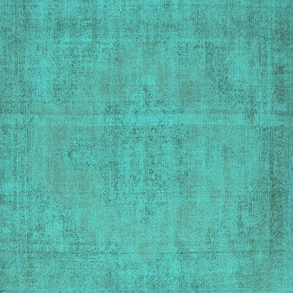 Ahgly Company Indoor Square Oriental Turquoise Blue Industrial Area Rugs, 8' Square