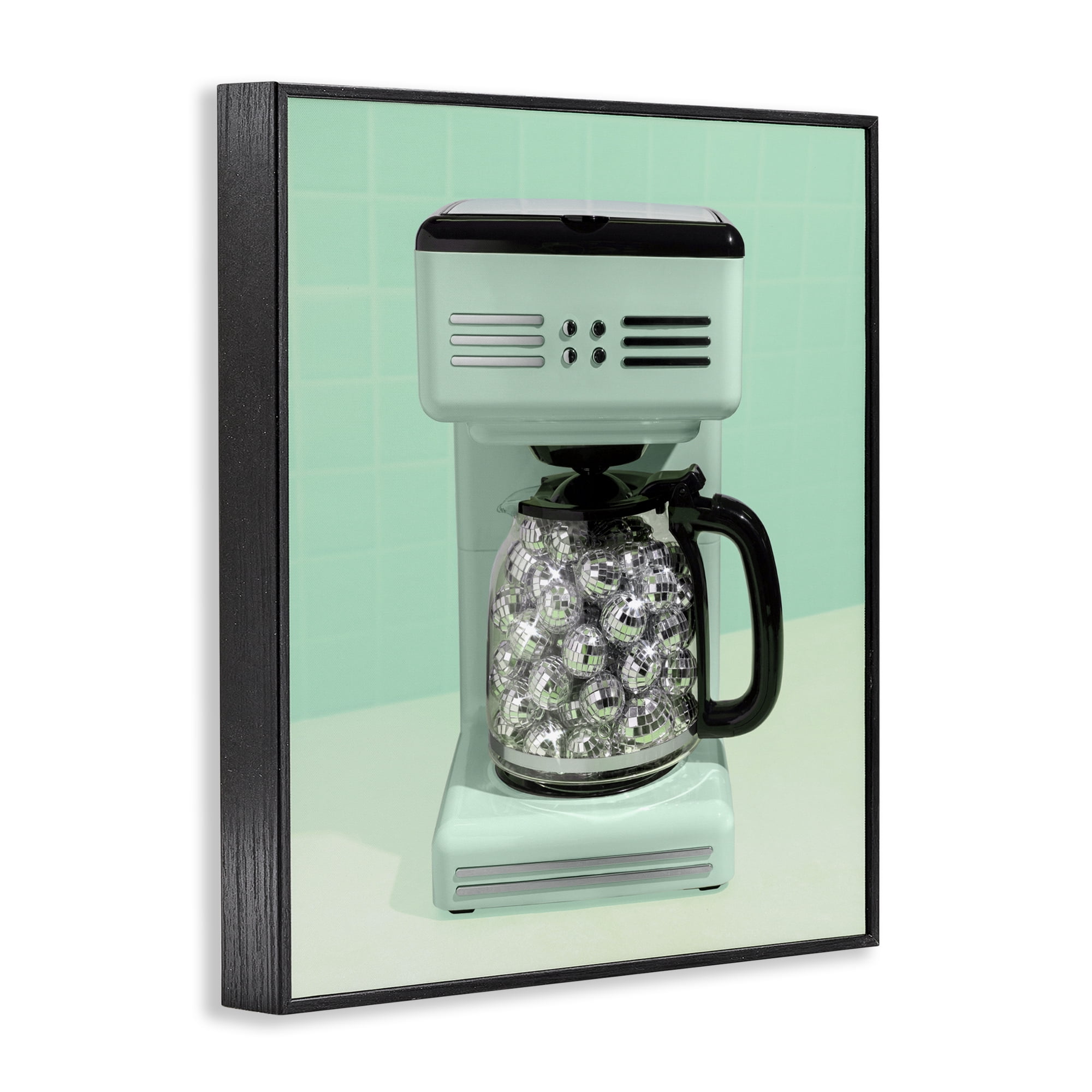 Stupell Industries Disco Coffee Maker over Green Black Framed Giclee Art, design by LISH Creative