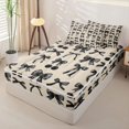 thumbnail image 2 of Erosebridal Dark Tone Bow Pattern Zipper Full Size Comforter Sets with Fitted Sheet and 2 Pillowcases,Cherry Fruit Print Zipper Bedding Set,Black Beige,Black Reversible, 2 of 6