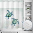 thumbnail image 2 of No Hook Shower Curtain, Teal Turtles Coastal Shower Curtains for Bathroom with See Through Top Window, Summer Ocean Sea Watercolor Waterproof & Washable Bath Curtain Long 72"x78", 2 of 9