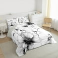 thumbnail image 3 of jejeloiu Gray Flower Floral Queen Comforter Set,Modern Aesthetic Art Bedding Sets,Rustic Plant Bedding Comforter Set For Men Women,Breathable Home Decor Reversible,3 Pieces, 3 of 8