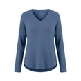 thumbnail image 3 of Breezora Chandail à Col Rond pour Femmes à Manches Longues Automne 2025 Tendance Grande Taille pour la Mode Quotidienne taille g Bleu, 3 of 5