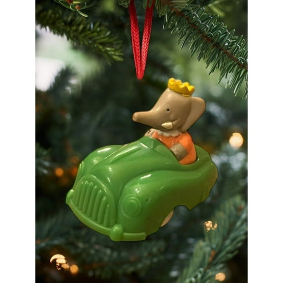 ORNAMENT 1992 Babar elephant In green car 3” Figure Figurine Charm Dangler Gift