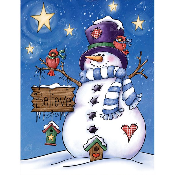 Pintura de diamante 5D DIY taladro redondo completo Kit de muñeco de nieve decoración del hogar arte artesanal Hugtrwg Para estrenar