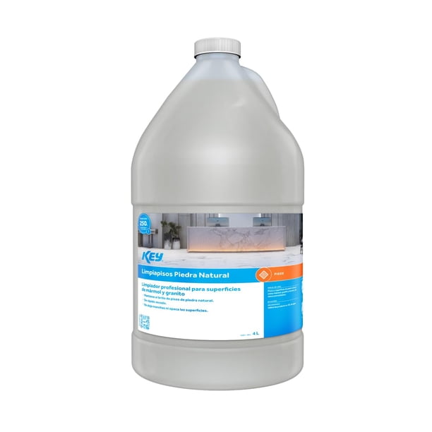 KEY Limpiapisos Profesional, 4L | Para Mármol, Granito, Terrazo y Porcelanato | Limpiador de Pisos de Secado Rápido | No Mancha y Mantiene el Brillo