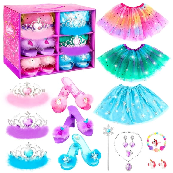 Set de zapatos de vestir tipo princesa HAMSILY con joyas para niñas de 3 a 6 años