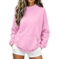 thumbnail image 2 of Xaqiouau Mock Neck Sweatshirts for Women Oversized Pullover Long Sleeve Casual Tops Soft Comfy Loose Fit Fleece Hoodie Sweatshirt Fall Winter Clothing, 2 of 6