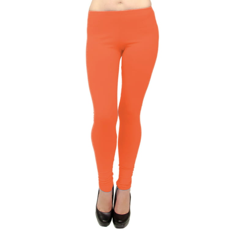 Vivian's Fashions Long Leggings - Cotton, Misses Size (Orange, 1X) 