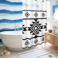 thumbnail image 5 of No Hook Shower Curtain, White Black Boho Shower Curtains for Bathroom with See Through Top Window, Southwest Ethnic Abstract Geometric Waterproof & Washable Bath Curtain Small Stall 36"x78", 5 of 9