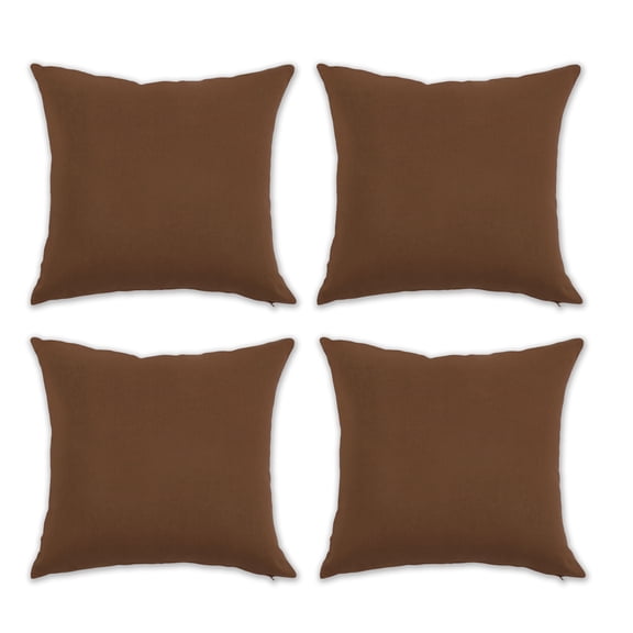 PurpleEssences Pack of 2 Decorative Throw Pillowcase Solid Cushion Case for Sofa Car Bedroom - 18x18 Inch - Nut Brown