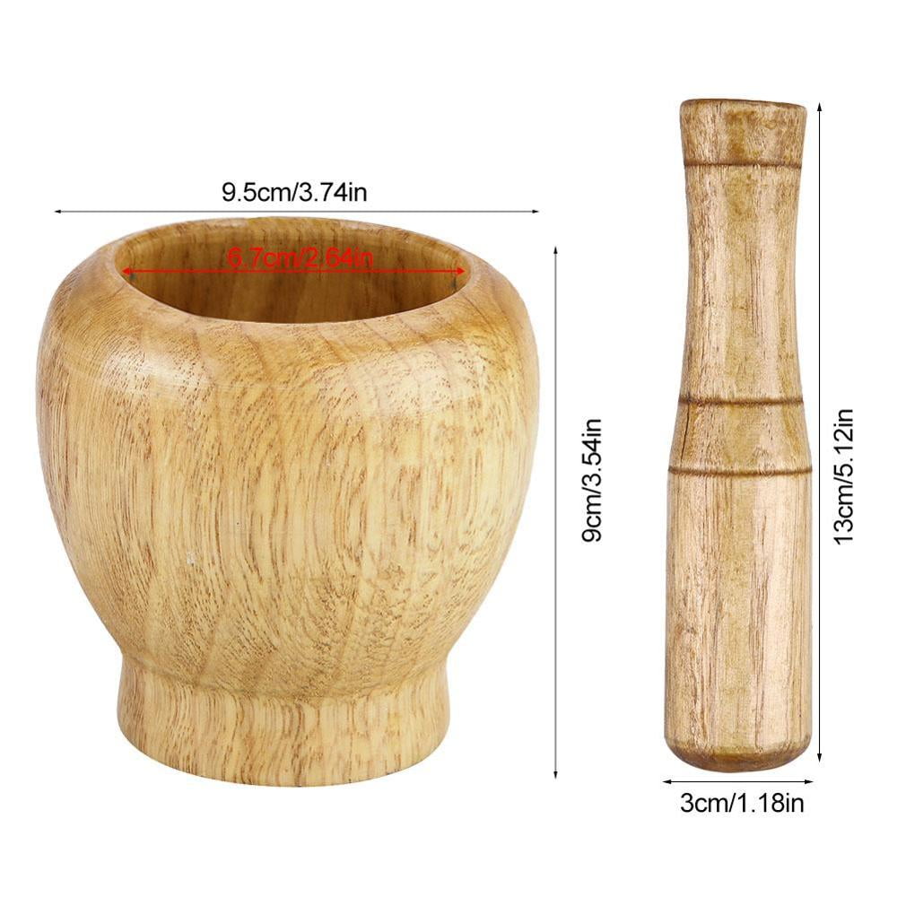 Manual Wood/Stainless Steel Mortar and Pestle Garlic Spice Mixing Grinding Bowl Set Kitchen ...