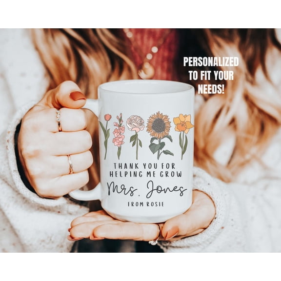 Personalized Teacher Mug Daycare Teacher Gift Ideas, Preschool Thank You Gift, Custom Teacher Gift for Teacher Back to School Thank You Mug, Ceramic Mug 11Oz