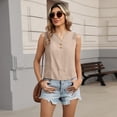thumbnail image 6 of Qwertyu Women's Boho Tank Tops Cotton Linen Sleeveless Embroidered Henley V Neck Blouses Loose Fit Summer Beach Vacation Fashion 2026 Beige M, 6 of 6