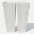 thumbnail image 1 of White Tall Planter Boxes – Set of 2 Modern All-Weather Rectangular Flower Pots – 24" & 32", Removable Liners & Drainage Holes – for Indoor/Outdoor, Porch, Patio, Backyard & Garden 2 high, 1 of 5