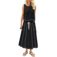 thumbnail image 1 of Conjunto de falda HOWALOOK para mujer, algodón, sin mangas, drapeado, negro, 1 of 3