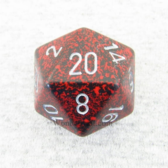Silver Volcano Speckled Die with Silver Numbers D20 34mm (1.34in) Pack of 1 Chessex
