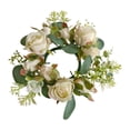 thumbnail image 4 of Corona de vela corona de rosa artificial adorno de adornos de velas de candelabro para la sala de estar para sala de estar Acción Beige, 4 of 9