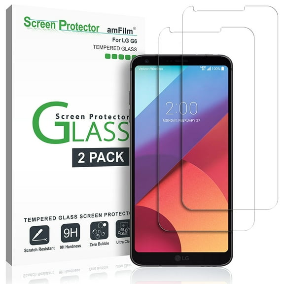 LG G6 amFilm Premium Full Cover Tempered Glass Screen Protector (2 Pack)