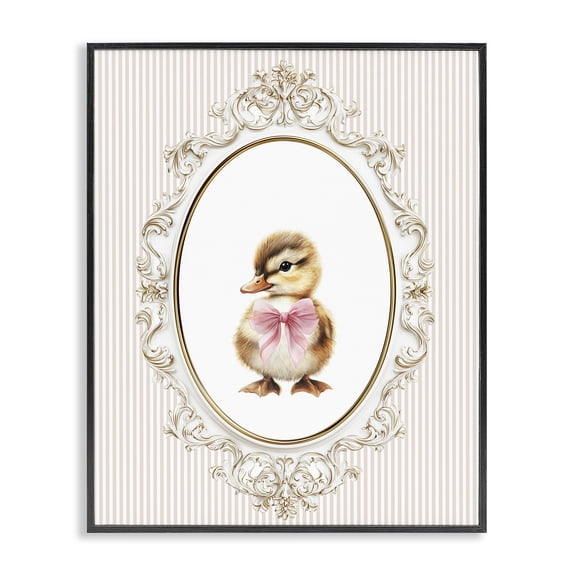 Stupell Industries Spring Gingham Baby Duck Black Framed Giclee Art, design by Christine Simpson Art