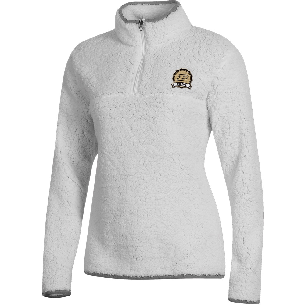 white sherpa quarter zip
