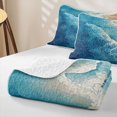 thumbnail image 4 of Manfei Summer Sea Waves Quilt Full,Cute Sand Beach Full Bedspread Sets,Blue,3-Piece, 4 of 7
