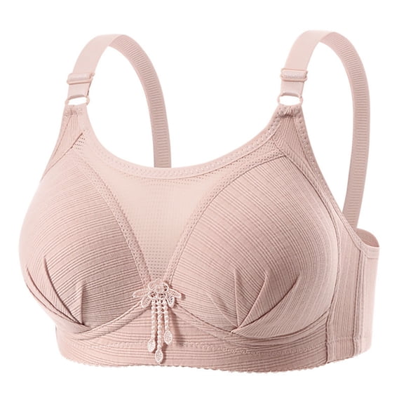 Wensltd Adjustable Bras Women Plus Size Wireless Lace Trim Support Push Up Comfortable Fit Front Closure Bras 38B to 44C