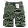 thumbnail image 1 of Pantalon Grand Homme Été Mode Extérieur Décontracté Couleur Unie Bouton Multi-Poches Short Sport Vert Armée m, 1 of 3