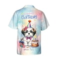 thumbnail image 2 of Happy Birthday Cute Puppy Shih Tzu with Cake Gifts Party Hat Hawaiian Shirt Breathable Summer Unisex Merch Lion Dog Lover Gifts - 00029, 2 of 6